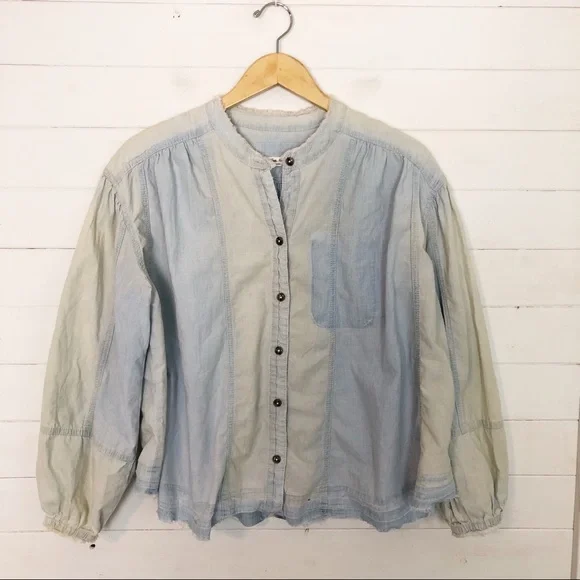 NEW Free People Set Sail Denim Top - Picture 4 of 9